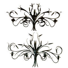 Pair of Italian Wrought-Iron Sconces with Wheat Motif