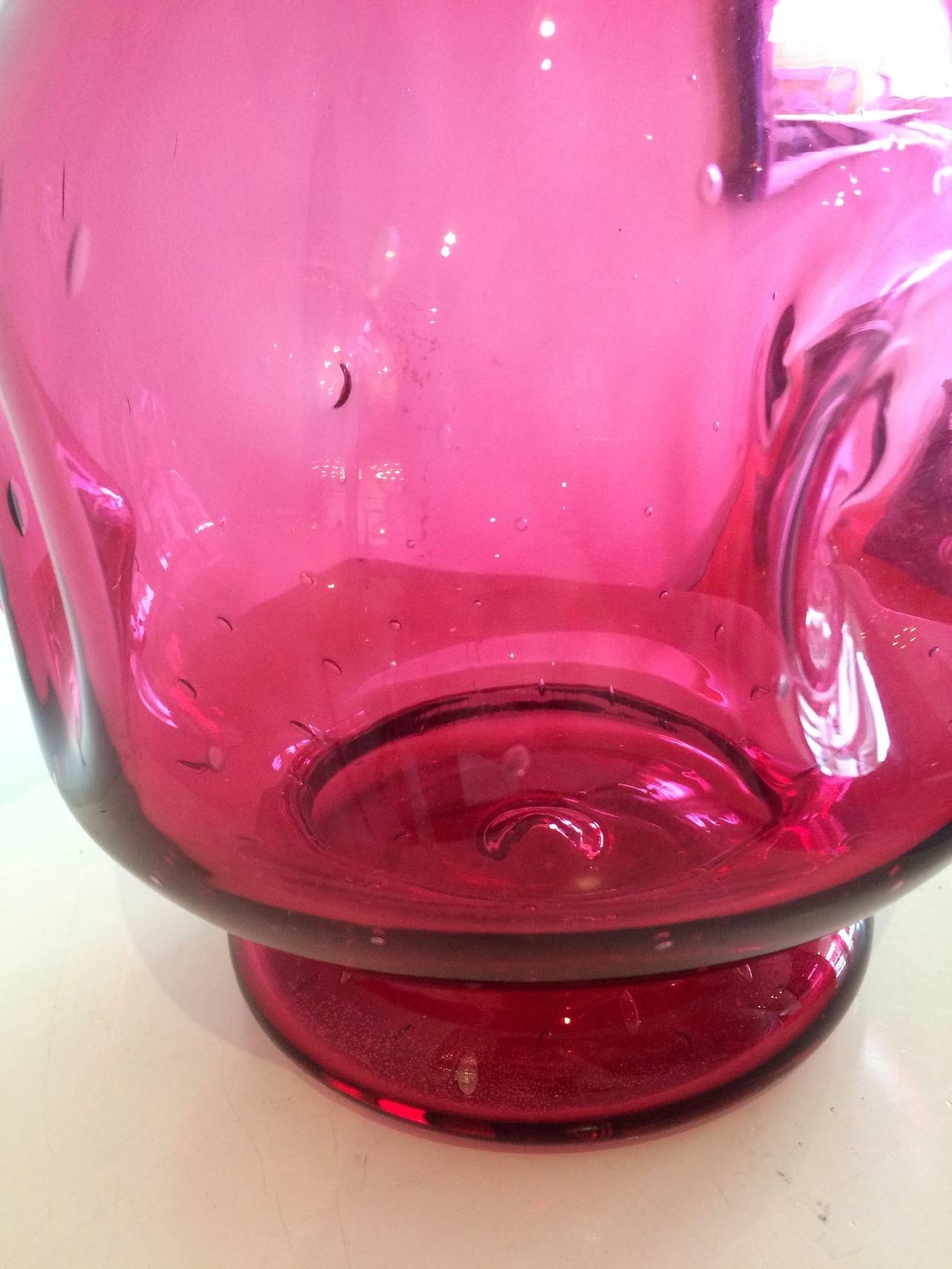 Glass Rose Decanter with Teardrop Stopper For Sale