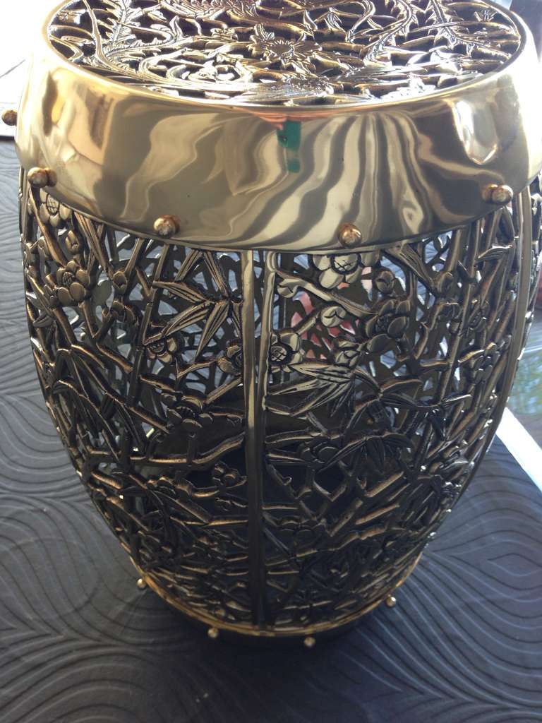 Mid-20th Century Brass Fretwork Garden Stool For Sale