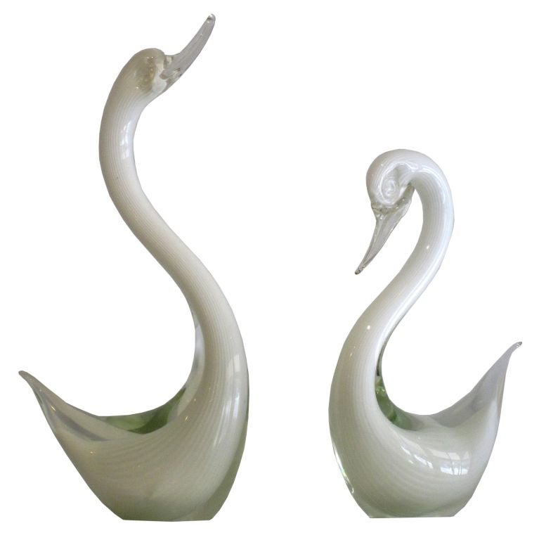 White Murano Swans