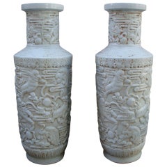 Very Chic Pair of Blanc de Chine Vases
