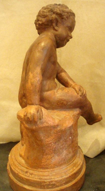 Terrakotta-Skulptur der jungen männlichen Nymphe 19. Jahrhundert Französisch (Stein) im Angebot