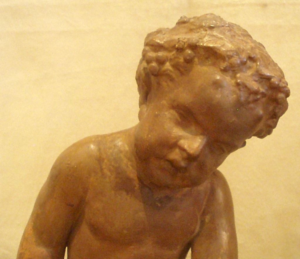 Stone Terracotta Sculpture Of Young Male Nymph 19th Century French For Sale