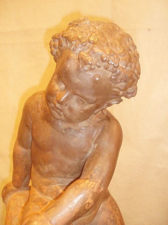 Terrakotta-Skulptur der jungen männlichen Nymphe 19. Jahrhundert Französisch im Angebot 3