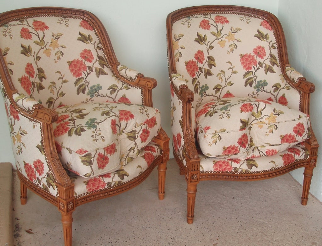 French Pair of Louis XVI Style Bergeres