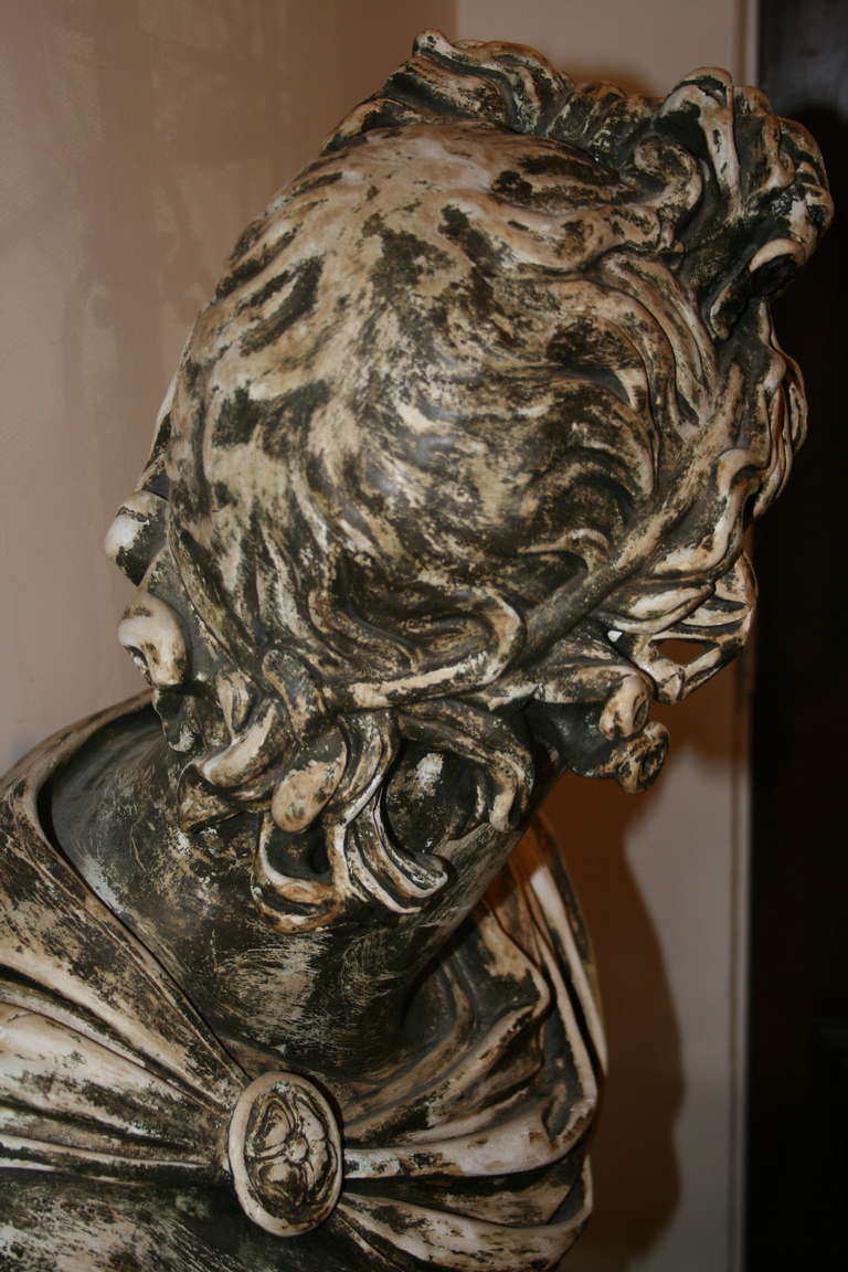 European Large Plaster Bust of Apollo Belvedere