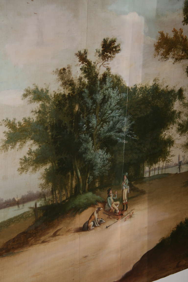 Oiled Very Large Landscape Oil Painting on Canvas from the 19th Century For Sale