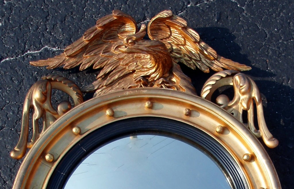 English Handsome Regency Style Convex Mirror