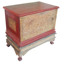 Red Lacquered & Thai Gilt Floor Chest