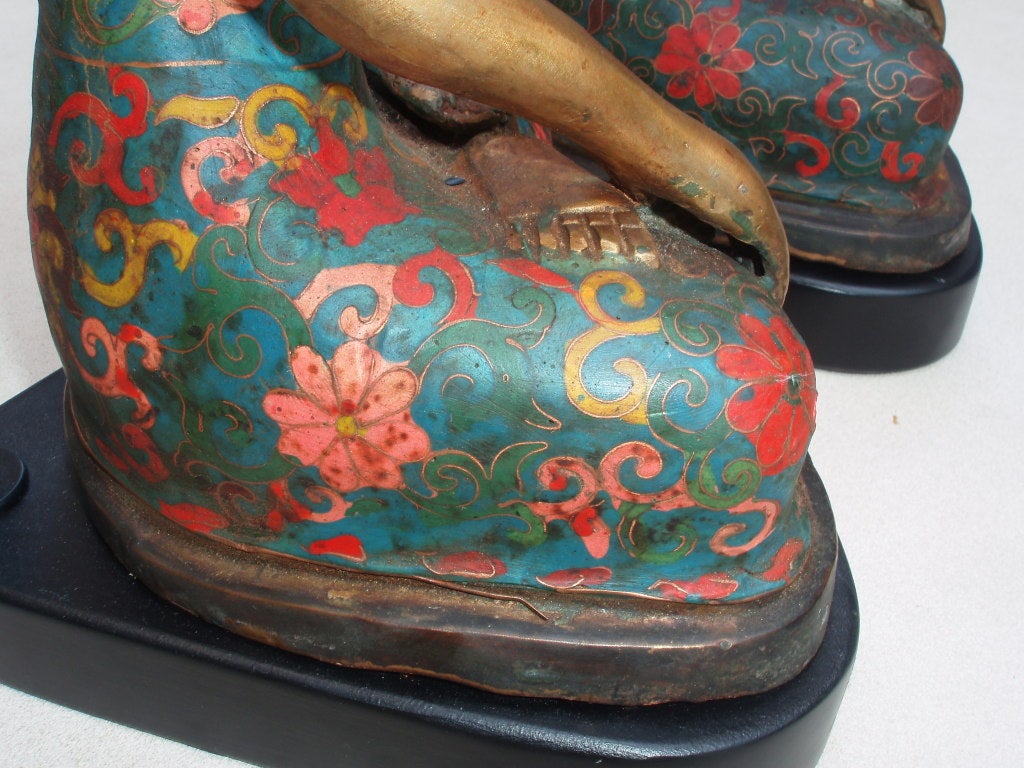Elegant Pair of Bronze Buddha Lamps 4