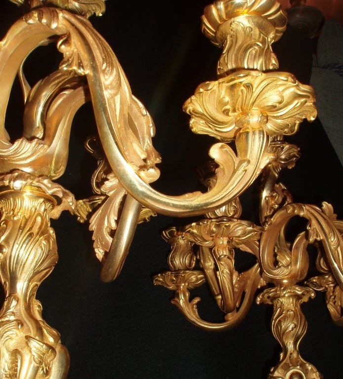 Pair of Bronze Doré Candelabras In Good Condition For Sale In Palm Beach, FL