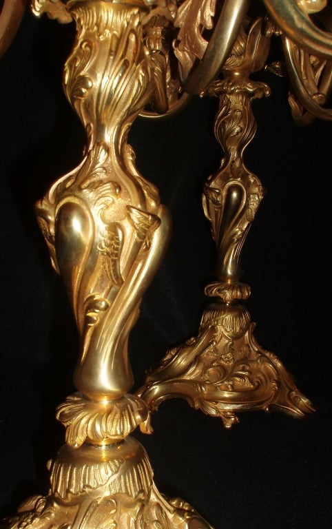 XIXe siècle Paire de candélabres Dor en bronze en vente