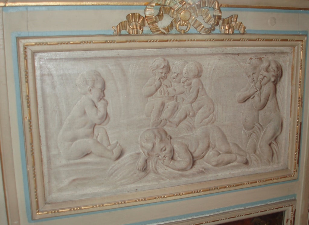 Canvas Fine Louis XVI Painted Trumeau For Sale