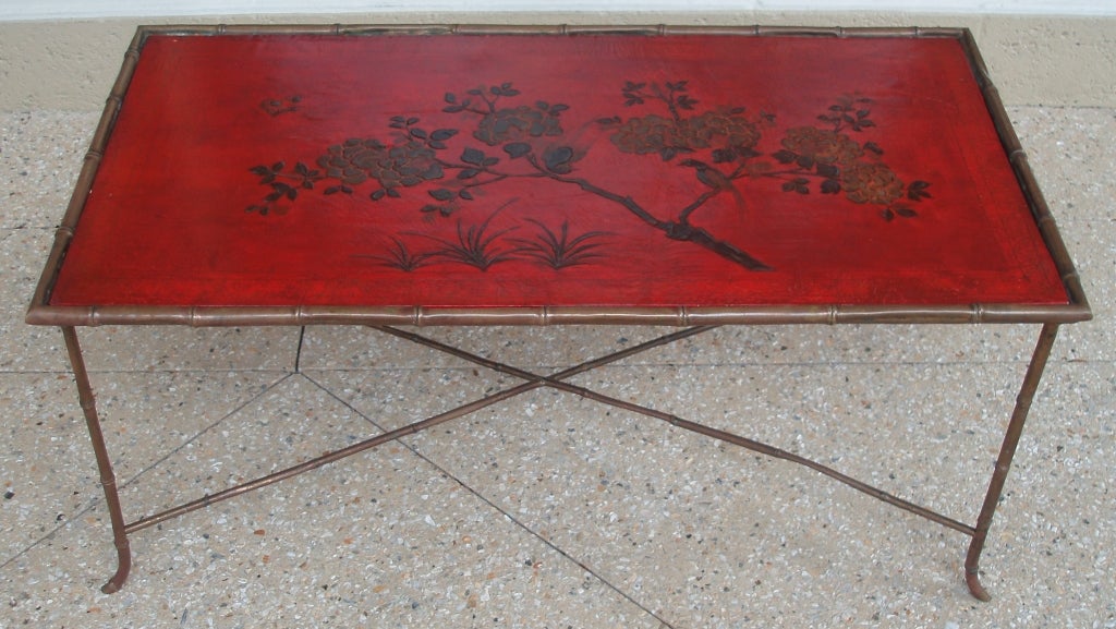 Chinoiserie Decorative Red Japanned Cocktail Table