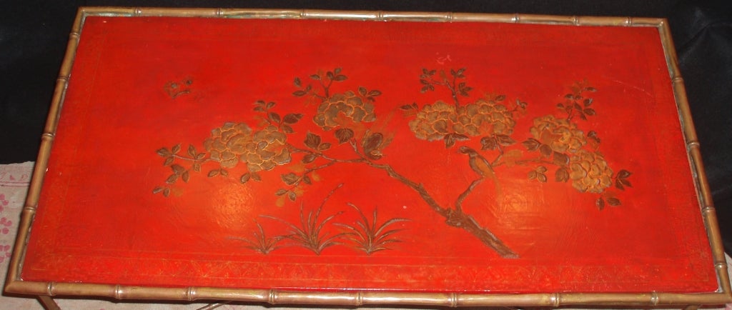 20th Century Decorative Red Japanned Cocktail Table