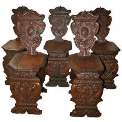 19th Century Carved Oak Side Chairs