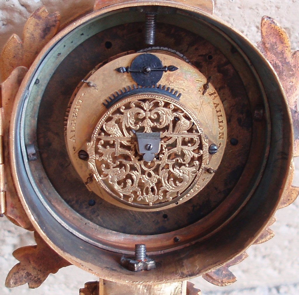 18th Century Albert Baillon Bronze Dorè Architects Winding Clock For Sale