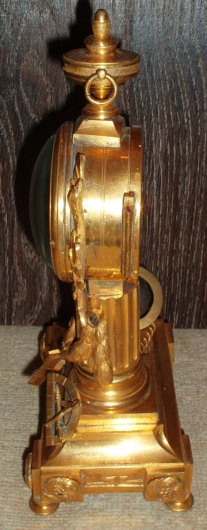 Albert Baillon Bronze Dorè Architects Winding Clock For Sale 2