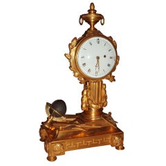 Used Albert Baillon Bronze Dorè Architects Winding Clock