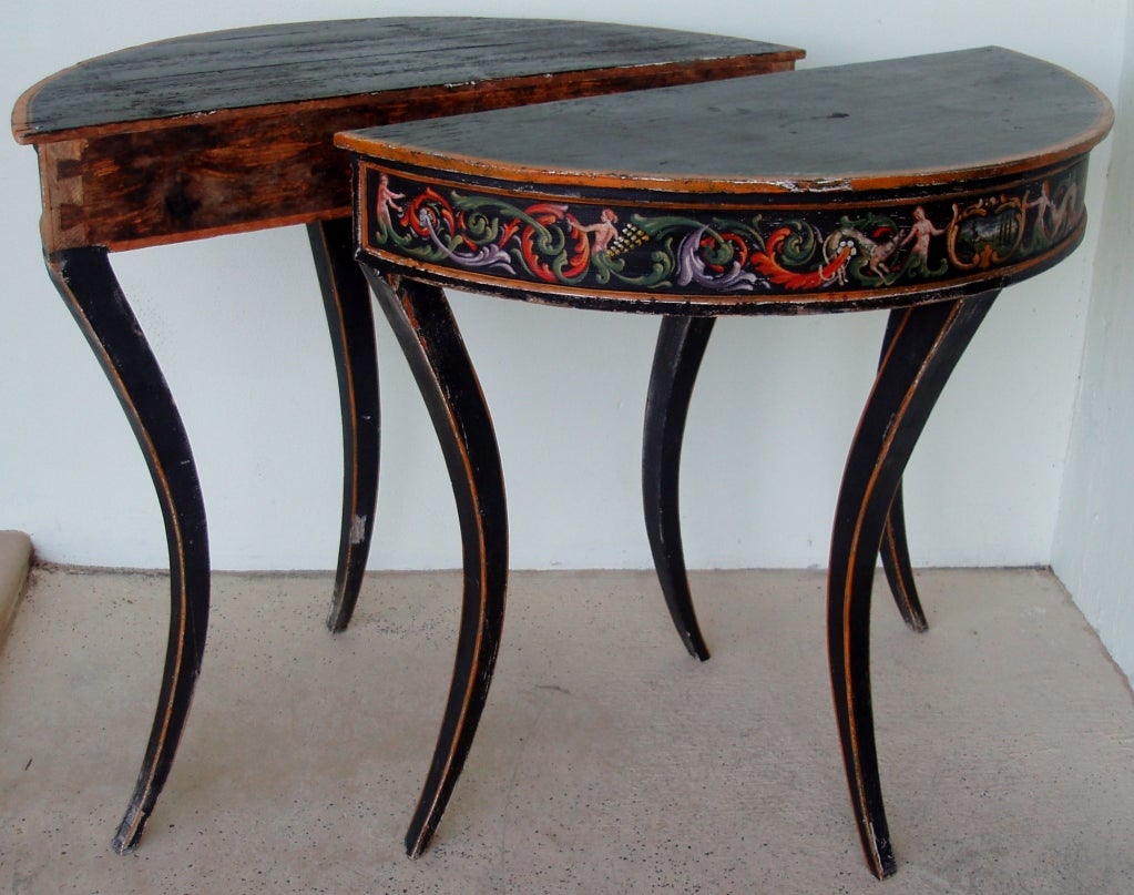Elegant Pair of Italian Demi-Lune Consoles