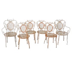 Antique Delightful Set of Six French Garden Chairs