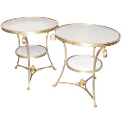 Exquisite Pair of Marble
Bronze Dorè Mounted Gueridons Exquisite Pair of Marble
Bronze Dorè Mounted Gueridons