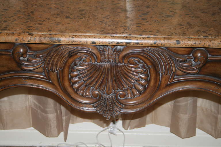 Italian Style Walnut Console with Marble Top 1