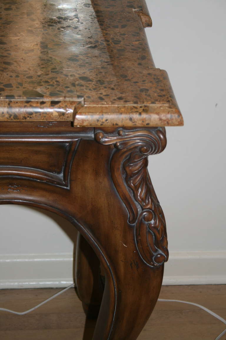 Italian Style Walnut Console with Marble Top 4