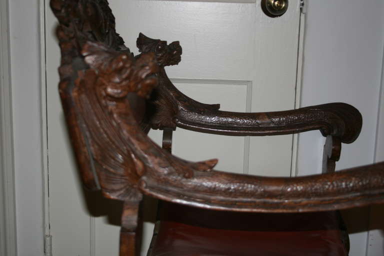 18th Century Hand-Carved Oak Fauteuil 1