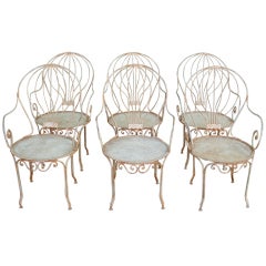 Used Set of Six French Wrought Iron Garden Fauteuils