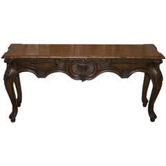 Italian Style Walnut Console with Marble Top