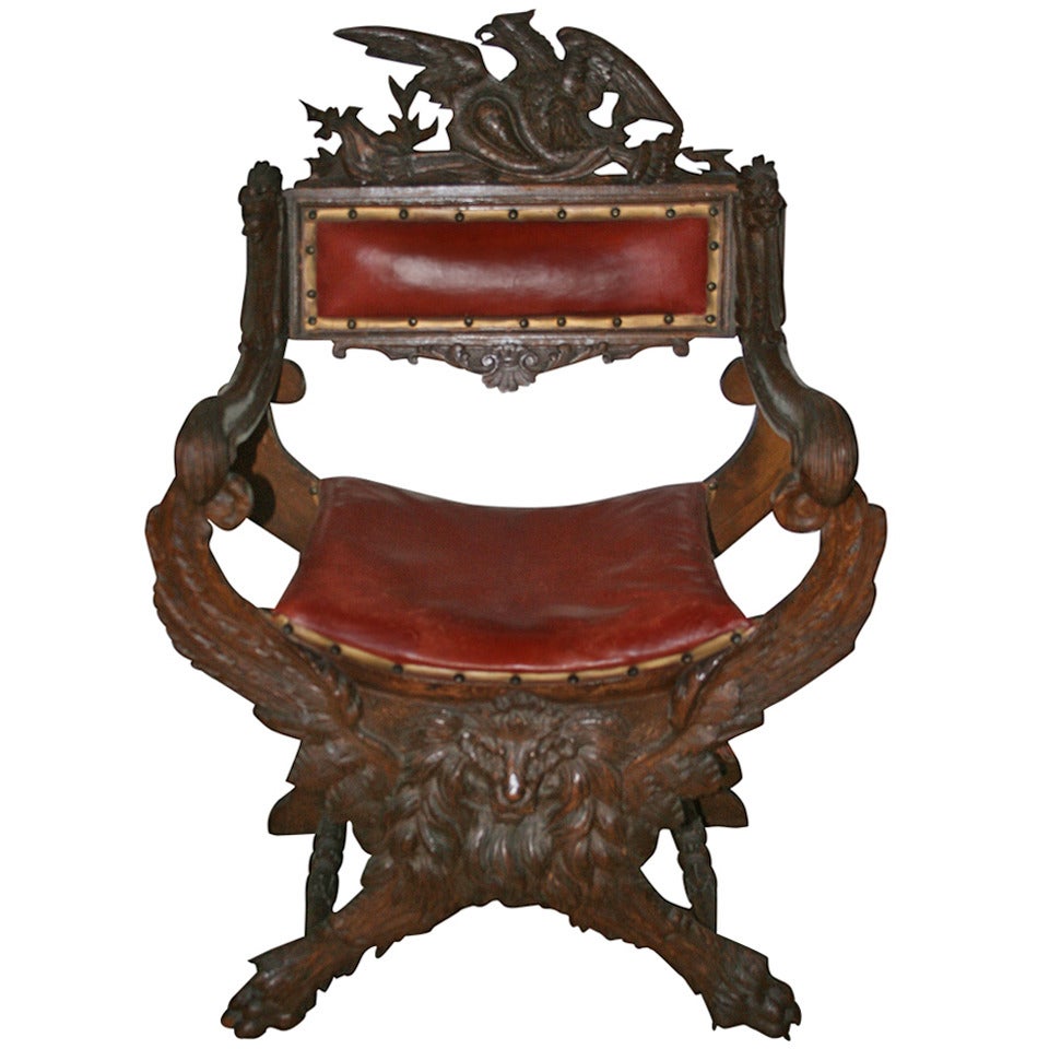 18th Century Hand-Carved Oak Fauteuil