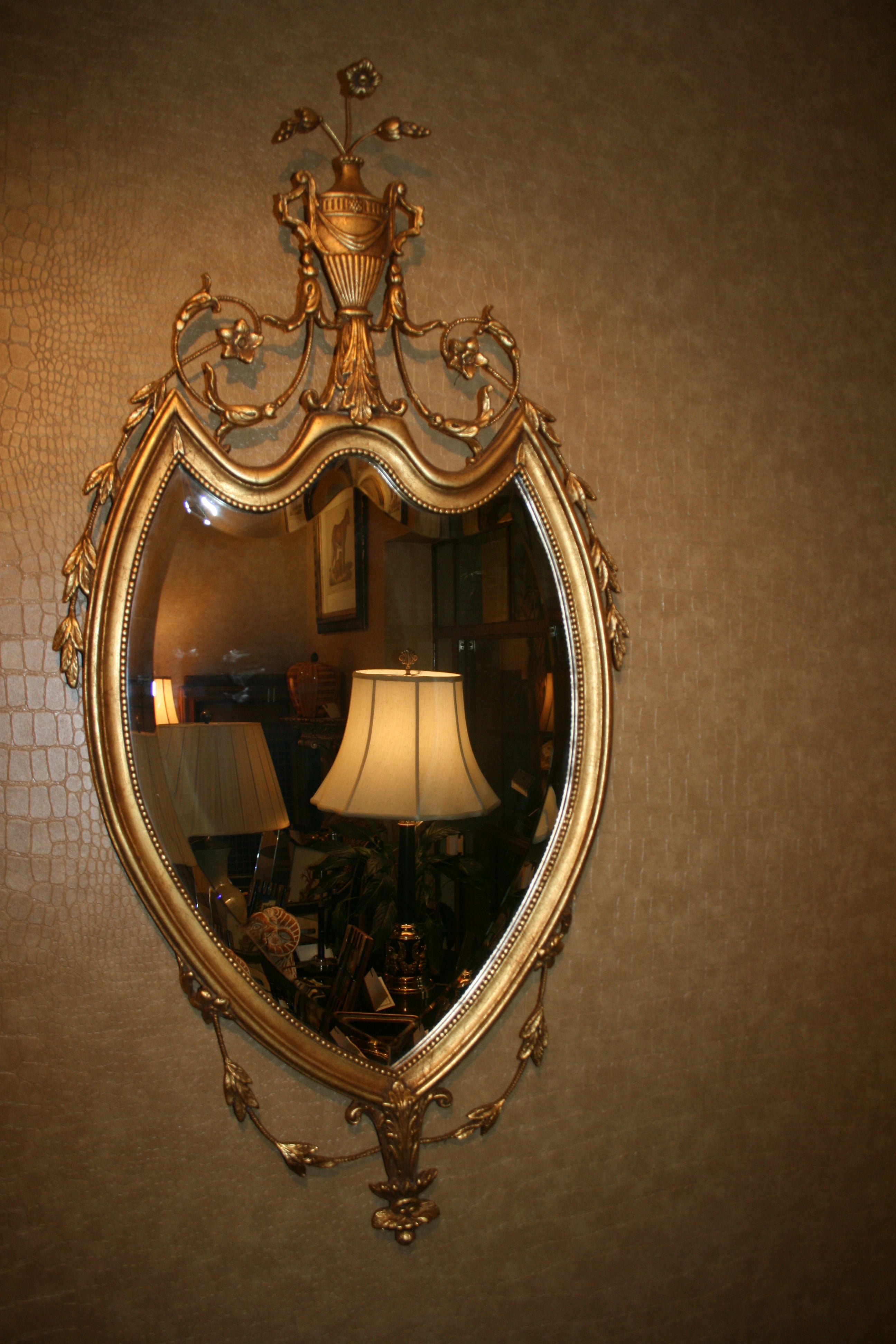 George III Style Giltwood Shield Form Mirror