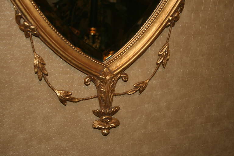 20th Century George III Style Giltwood Shield Form Mirror