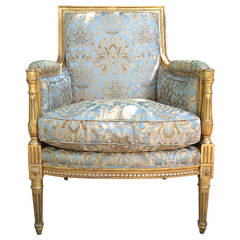 Louis XVI Style Carved Giltwood Bergere 