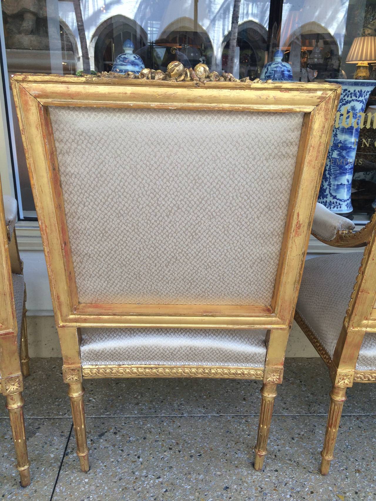 19th Century Set of Four Louis XVI Style Giltwood Fauteuils 