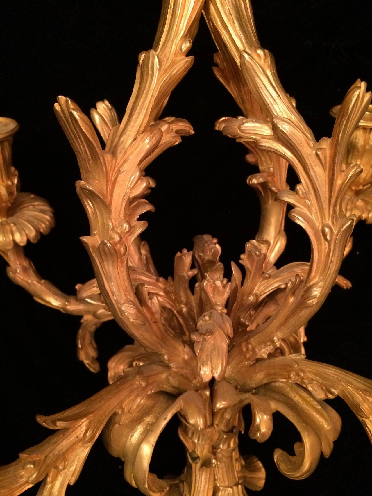 Gilt Louis XIV Style Bronze Doré Four-Light Chandelier For Sale