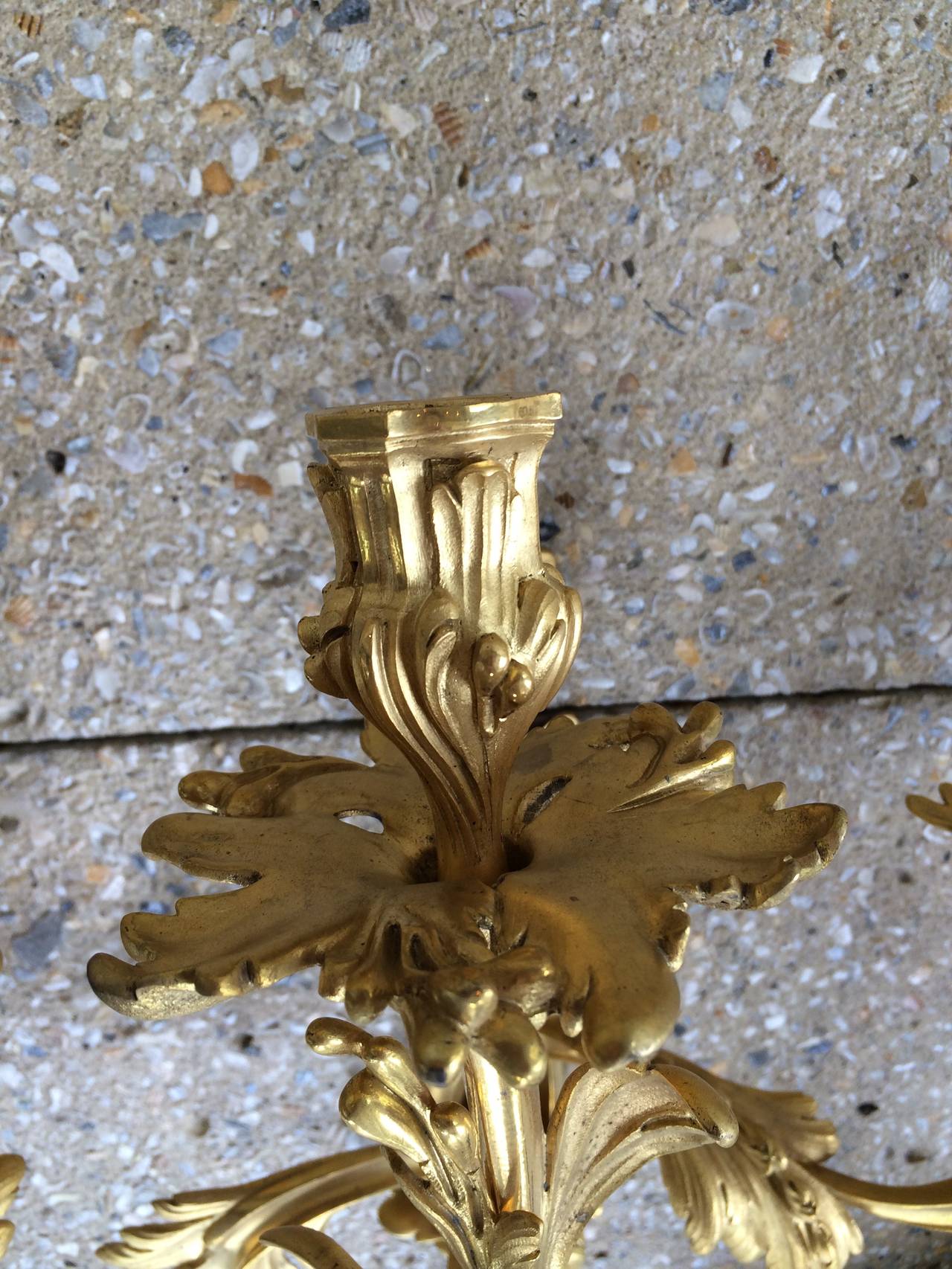 Français Ensemble de deux exquises appliques françaises en bronze de style Dor Louis XV en vente