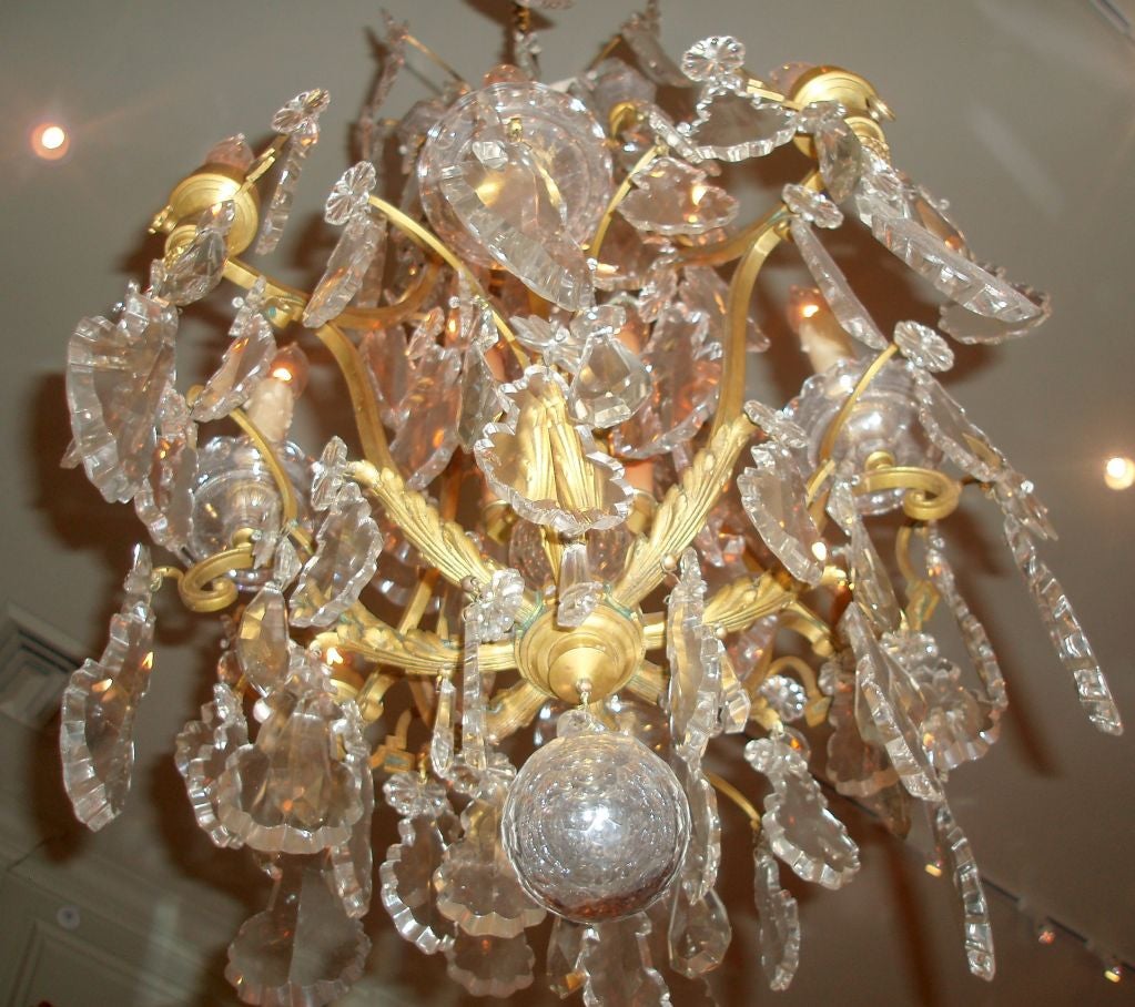 Louis XV Style Bronze Doré and Crystal Chandelier For Sale 3