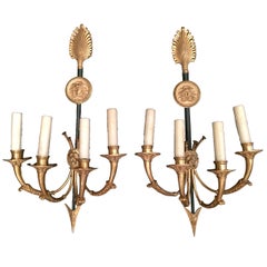 Pareja de candelabros de cuatro luces Directoire de principios del siglo XIX