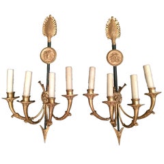 Pair of Early 19th Century Directoire Four-Light Sconces