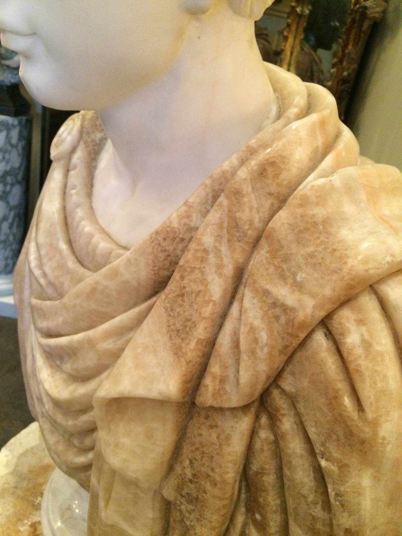 Bust of Carrera Marble and Honey Onyx In Good Condition For Sale In Palm Beach, FL