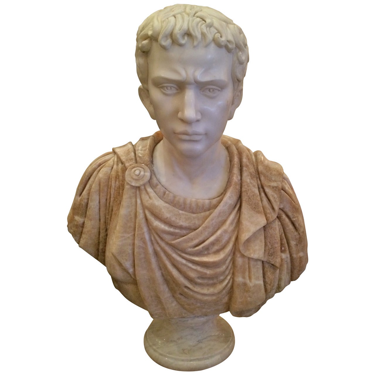 Bust of Carrera Marble and Honey Onyx For Sale