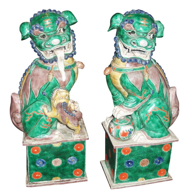 Pair of Multi-Color Guardian Lions