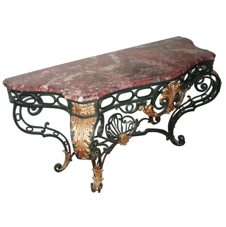 Painted and Parcel-Gilt Wall Console For Sale