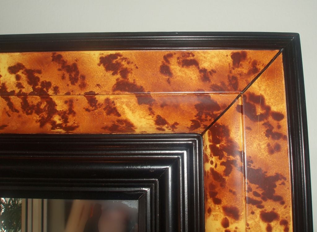 20th Century Decorative Faux Tortoiseshell Finished Mirror For Sale