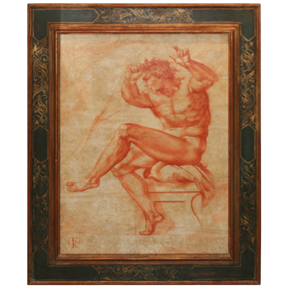 Sepia on Board by Tomas Rut after Michelangelo For Sale