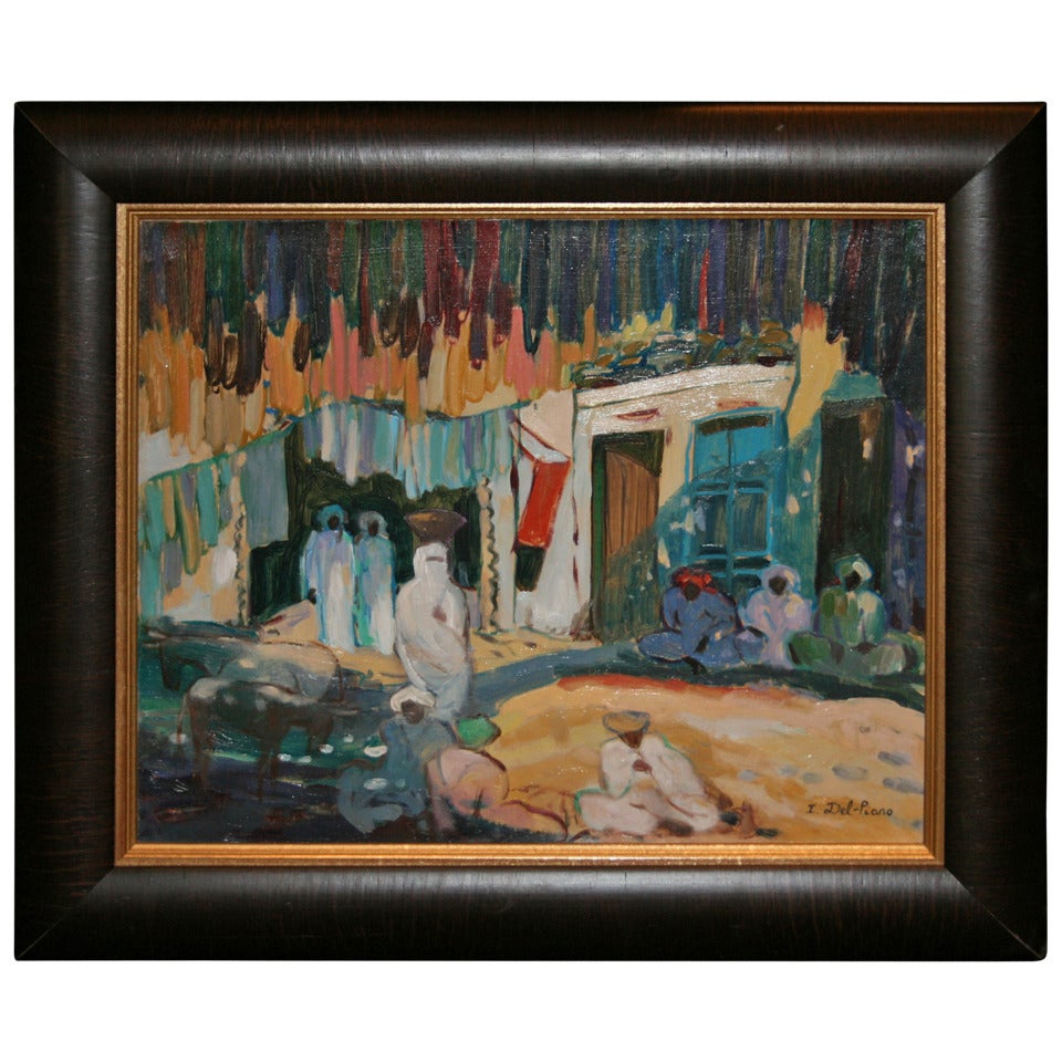 Peinture de village d'Afrique du Nord par Isabelle Del-Piano En vente sur  1stDibs