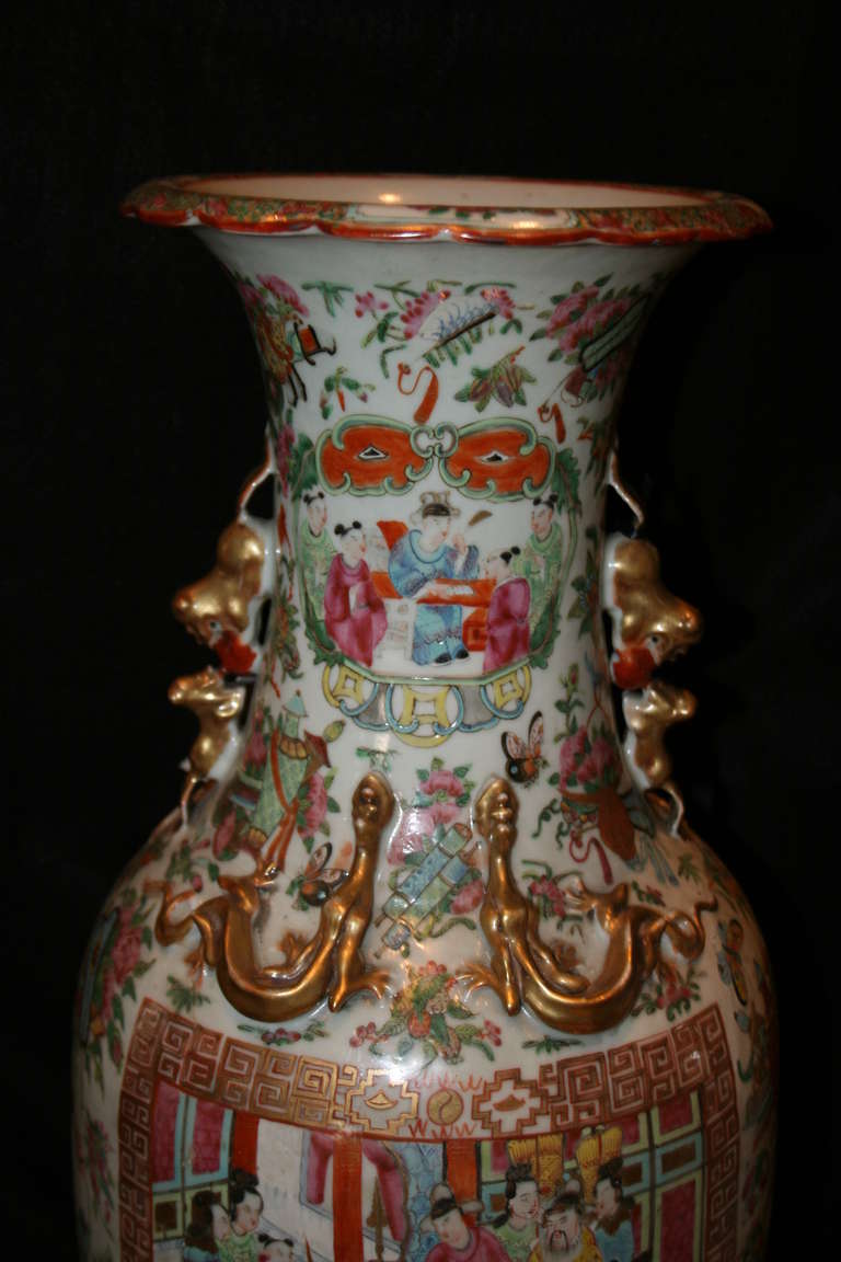 19th Century Stunning Pair of Famille Rose China Vases For Sale