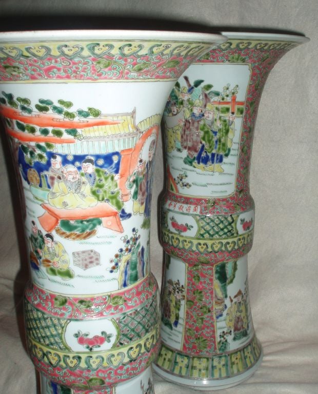 Chinese Pair of Multi-Color Vases